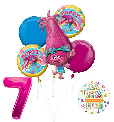 NEW TROLLS POPPY 7th Birthday Party Supplies And Balloon Bouquet Decorations