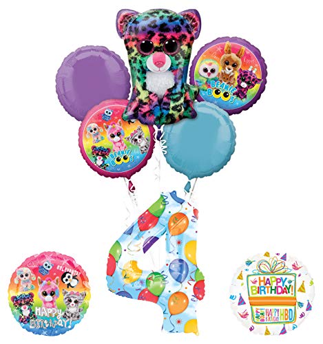 Mayflower Products Beanie Boos 4th Birthday Party Supplies Balloon Bouquet Decoration