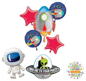 Mayflower Products Blast Off Rocket Space Alien Adorable Astronaut Birthday Party Supplies Balloon Bouquet Decoration
