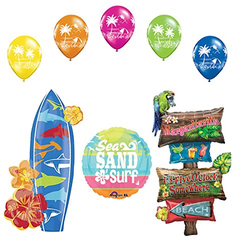 Beach Luau Party Supplies Margaritaville and Surfboard Balloon Bouquet Decorations