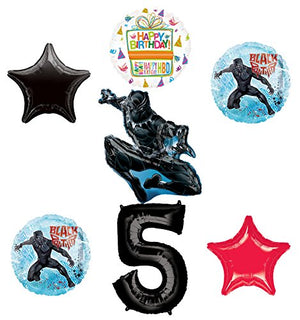 Black Panther 5th Birthday Balloon Bouquet Decorations and Party Supplies