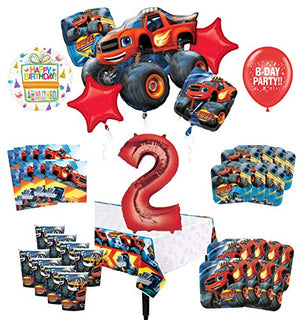 Mayflower Products Blaze and The Monster Machines 2nd Birthday Party Supplies 8 Guest Decoration Kit and Balloon Bouquet