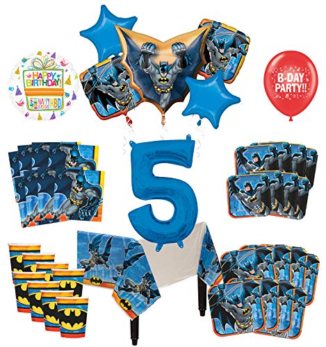 Mayflower Products Batman 5th Birthday Party Supplies and 8 Guest Balloon Decoration Kit