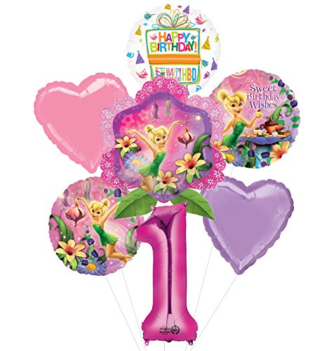 Tinkerbell 1st Birthday Party Supplies and Balloon Bouquet Decorations