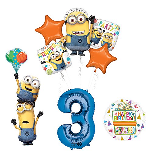 Despicable Me 3 Minions Stacker 3rd Birthday Party Supplies and balloon Decorations