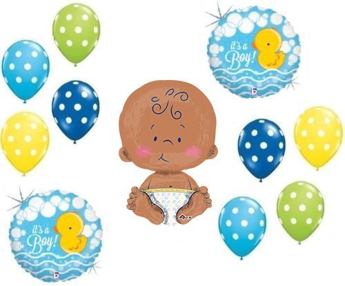 IT'S A BOY RUBBER DUCKY COLORFUL POLKA DOTS 24" CELEBRATE BABY SHOWER Balloons Decorations Supplies Duck
