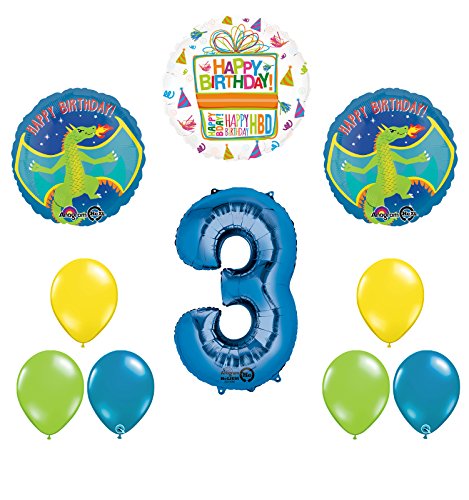 Dragon 3rd Birthday Party Supplies and Balloon Decoration Bouquet