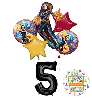 Mayflower Products Captain Marvel Party Supplies 5th Birthday Balloon Bouquet Decorations
