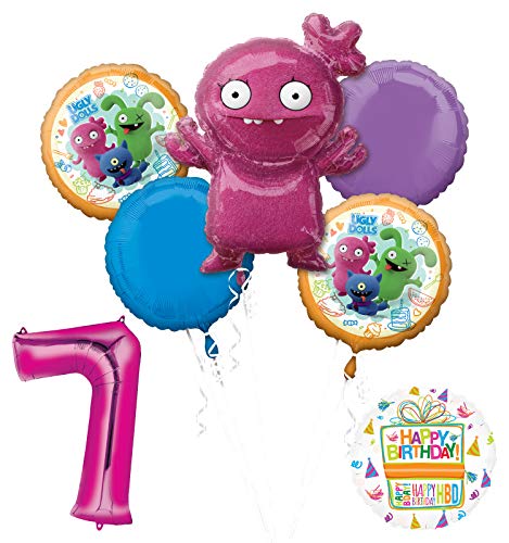 Mayflower Products Ugly Dolls 7th Birthday Party Supplies 34" Pink Number 7 Balloon Bouquet Decorations