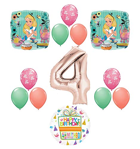 Alice in Wonderland Tea Time 4th Birthday Party Supplies Mad Hatter Balloons Decoration