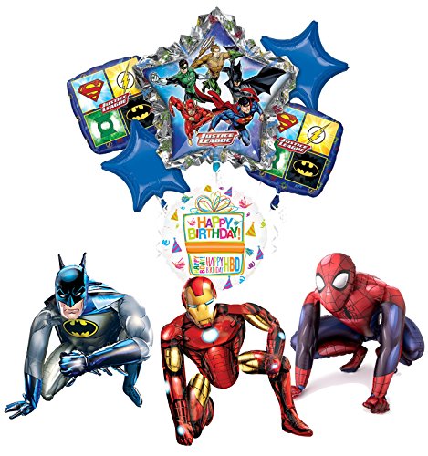 Justice League Party Supplies Batman, Spider-Man and Iron Man Airwalker Balloon Bouquet Decorations