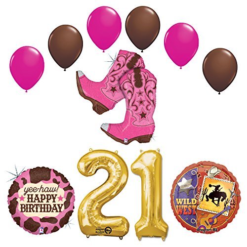 Wild Wild West 21st Cowgirl Boots Birthday Party Supplies and Balloons Decorations