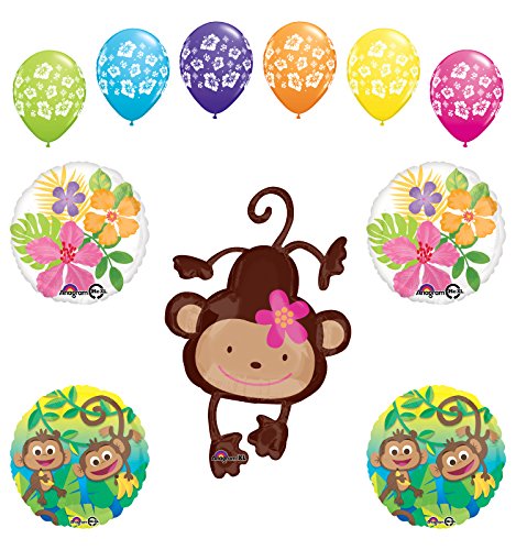 Mod Monkey Party Supplies Birthday or Baby Shower Girl Monkey Love Jungle Balloon Bouquet Decorations