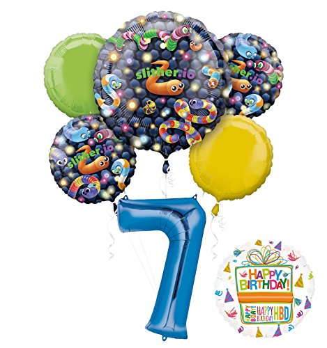 Slither.io Party Supplies 7th Birthday Video Game Balloon Bouquet Decorations