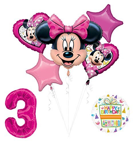 NEW Minnie Mouse 3rd Birthday Party Supplies Balloon Bouquet Decorations