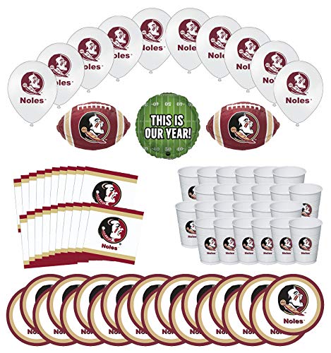 Mayflower Products Florida State Seminoles Football Tailgating Party Supplies for 20 Guest and Balloon Bouquet Decorations