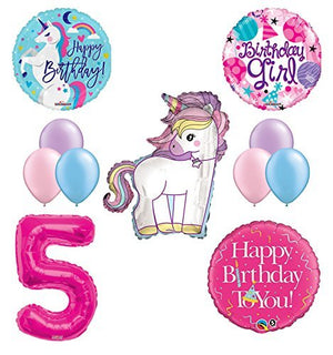 Unicorn 5th Birthday Girl Party Supplies and Balloon Decorations