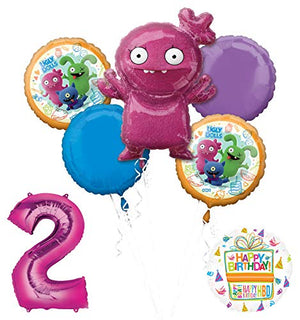 Mayflower Products Ugly Dolls 2nd Birthday Party Supplies 34" Pink Number 2 Balloon Bouquet Decorations