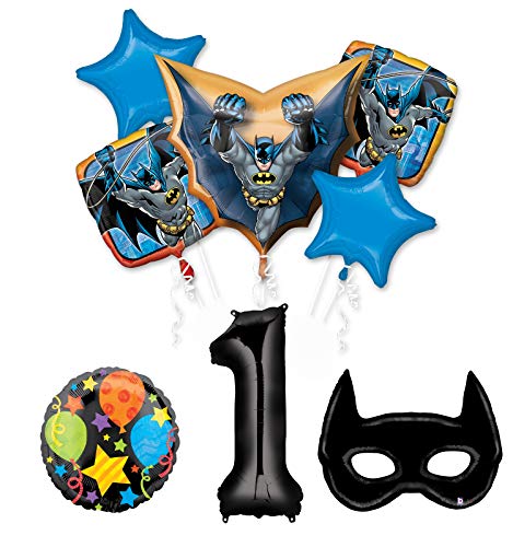 Mayflower Products Batman 1st Birthday Party Supplies and Bat Mask Balloon Bouquet Decoration