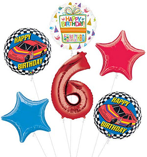Race Car 6th Birthday Party Supplies Stock Car Balloon Bouquet Decorations