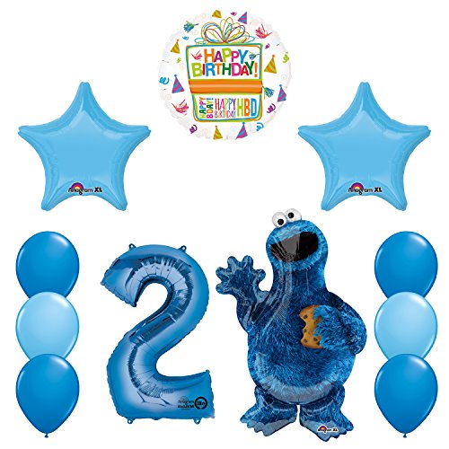 Sesame Street Cookie Monsters 2nd Birthday party supplies and Balloon Decorations