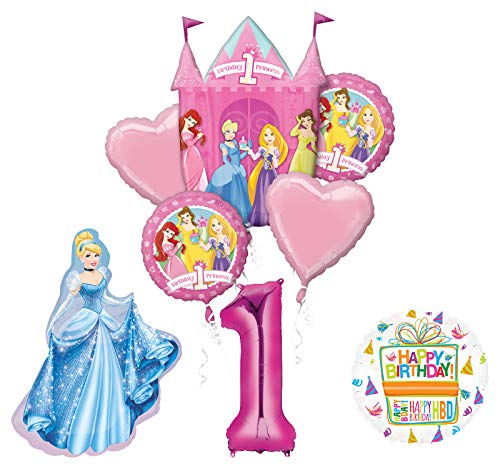Mayflower Products Princess 1st Birthday Party Supplies Cinderella Balloon Bouquet Decorations