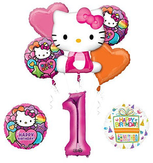 Hello Kitty 1st Birthday Party Supplies and Balloon Bouquet Decorations