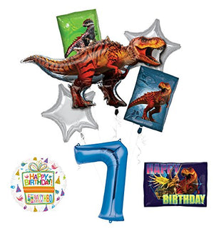 Mayflower Products Jurassic World Dinosaur 7th Birthday Party Supplies and Balloon Decorations
