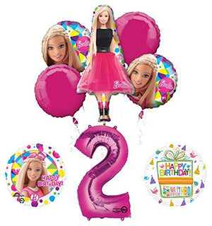 Barbie 2nd Birthday Party Supplies and Balloon Bouquet Decorations