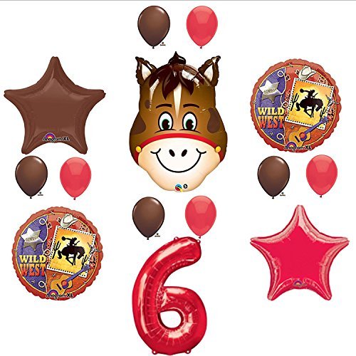 Wild West Cowboy Western 6th Birthday Party Supplies and Balloon Decorations