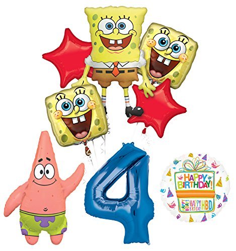 Spongebob Squarepants 4th Birthday Party Supplies and Balloon Bouquet Decorations