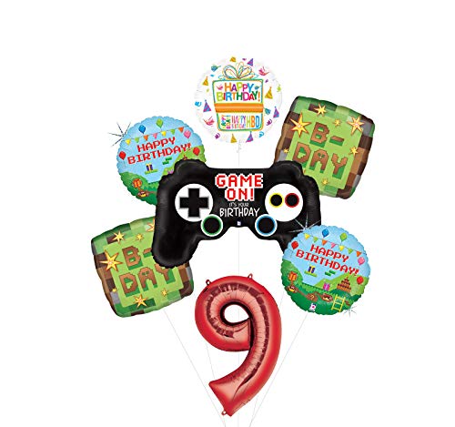 Video Game 9th Birthday Party Supplies Miner Pixelated TNT Minecraft-Inspired Balloon Bouquet Decorations