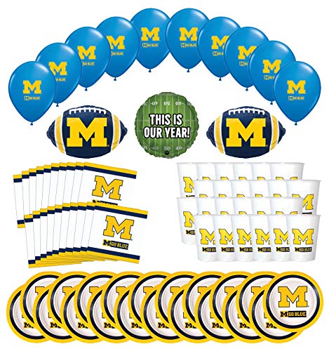 Mayflower Products Michigan Wolverines Football Tailgating Party Supplies for 20 Guest and Balloon Bouquet Decorations