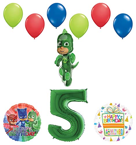 Mayflower Products PJ Masks Gekko 5th Birthday Party Supplies Balloon Bouquet Decorations