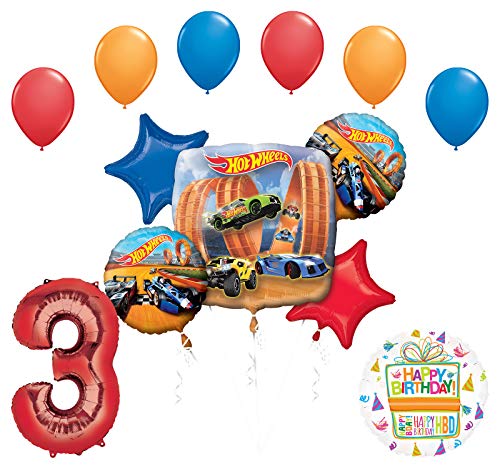 Mayflower Products Hot Wheels Party Supplies 3rd Birthday Balloon Bouquet Decorations