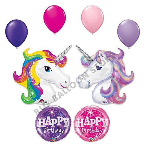 Two Unicorn 10 pc Sparkle Birthday Party Balloon Bouquet