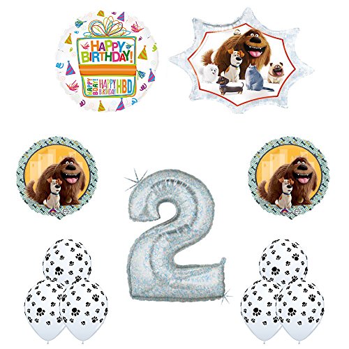 The Secret Life of Pets 2nd Holographic Birthday Party Balloon Supply Decorations With Paw Print Latex