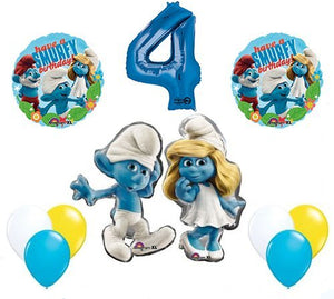 The Smurfs Birthday Party Supplies Smurf and Smurfette 4th Smurfy Birthday Balloon Decorations