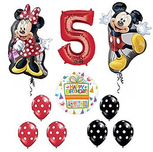 Mickey and Minnie Mouse Full Body 5th Birthday Supershape Balloon Set