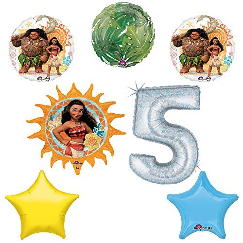 Disney Moana 5th Holographic Birthday Party Balloon Supplies Decoration Kit