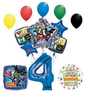 The Ultimate Justice League Superhero 4th Birthday Party Supplies and Balloon Decorations
