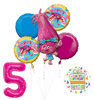 NEW TROLLS POPPY 5th Birthday Party Supplies And Balloon Bouquet Decorations