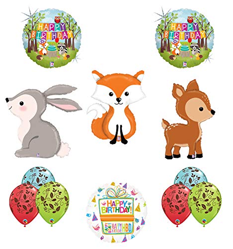 Mayflower Products Woodland Creatures Birthday Party Supplies Balloon Bouquet Decorations Fox Deer and Rabbit