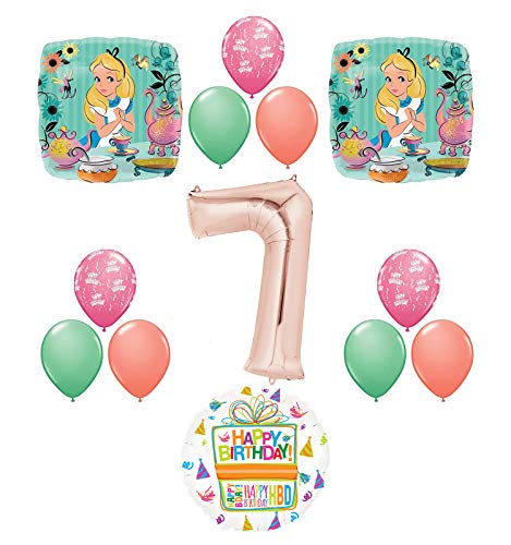 Alice in Wonderland Tea Time 7th Birthday Party Supplies Mad Hatter Balloons Decoration