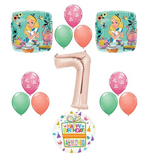 Alice in Wonderland Tea Time 7th Birthday Party Supplies Mad Hatter Balloons Decoration