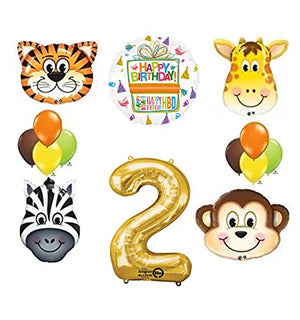 Jungle Animal Safari Second 2nd Birthday Party Supplies and Balloon Decorations