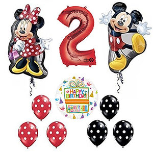 Mickey and Minnie Mouse Full Body 2nd Birthday Supershape Balloon Set