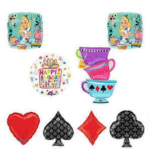 ALICE IN WONDERLAND Tea Party Tea Cup Playing Cards Birthday Balloons Decoration Supplies