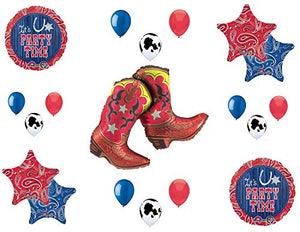 Western Theme Birthday Party Supplies Bandana Hoedown Rodeo Balloon Bouquet Decorations with Dancing Boots