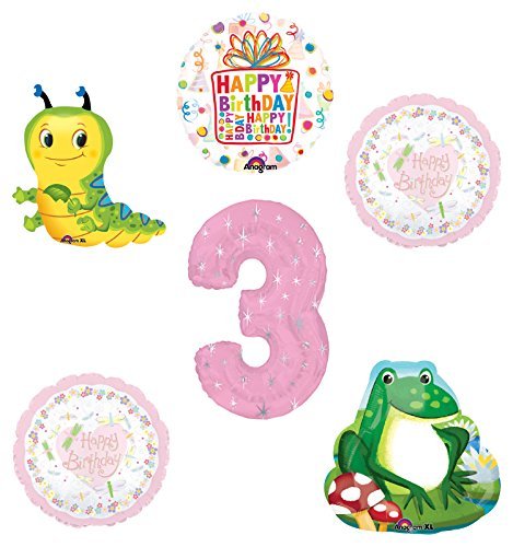 Garden Tea Party Dragonfly Caterpillar Frog 3rd Birthday Party Supplies and Balloon Decorations